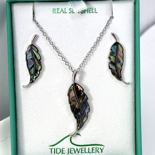 Paua muschel blatt halskette - paua,